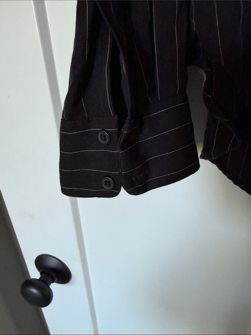 Express Black Pinstripe Dress Shirt - Classic Button-Up - Picture 3 of 5
